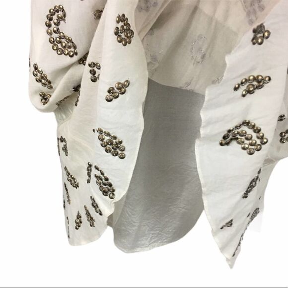 French Connection White & Brass Bead Cotton Dress Size 4 - Picture 7 of 9